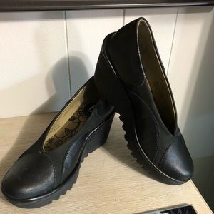 Fly London Black Yaz Wedges